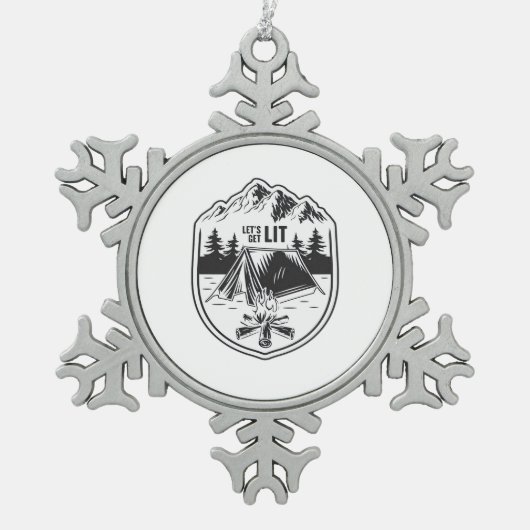 Lasst uns das Camping "Lit Zents Classic" bekommen Schneeflocken Zinn-Ornament (Vorderseite)