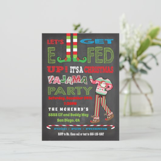 Lasst uns das Chrismas Pajama-Party aufgeben Einladung (Stehend Vorderseite)