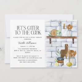 Lasst uns das Cook Watercolor-Brautparty bedienen Einladung