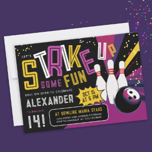 Lasst uns das farbenfrohe Pink Girl Bowling-Party Einladung