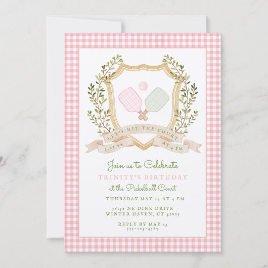 Lasst uns das Gericht treffen | Preppy Pickle Ball Einladung (Vorderseite)
