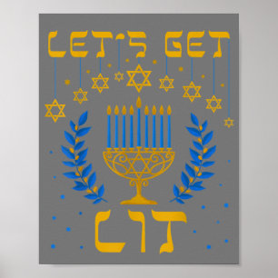 Lasst uns das Hanukkah-Shirt für Juden mit Menora Poster