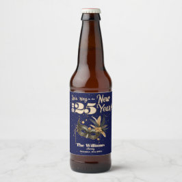 Lasst uns das neue Jahr Party glamourös blau kling Bierflaschenetikett