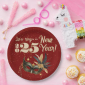 Lasst uns das neue Jahr Party glamourös rot klinge Pappteller (Party)