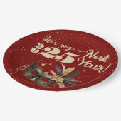 Lasst uns das neue Jahr Party glamourös rot klinge Pappteller (Schrägansicht)