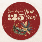 Lasst uns das neue Jahr Party glamourös rot klinge Runder Pappuntersetzer (Vorderseite)