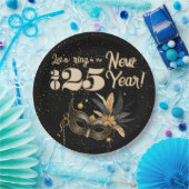 Lasst uns das neue Jahr Party glamourös Schwarz kl Pappteller (Party)