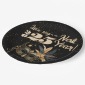 Lasst uns das neue Jahr Party glamourös Schwarz kl Pappteller (Schrägansicht)