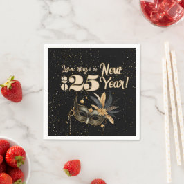 Lasst uns das neue Jahr Party glamourös Schwarz kl Serviette