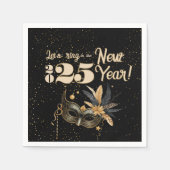 Lasst uns das neue Jahr Party glamourös Schwarz kl Serviette (Vorderseite)