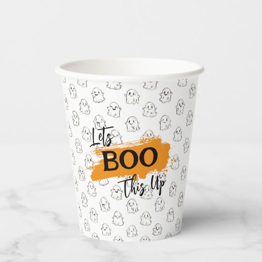 Lasst uns das Niedliche Ghost-Muster ankurbeln Pappbecher (Vorderseite)