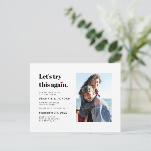"Lasst uns das noch einmal versuchen." | Foto Datu Einladungspostkarte (Stehend Vorderseite)