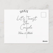 Lasst uns das Paar Verlöbnis Hochzeitsfeier prost Postkarte (Rückseite)