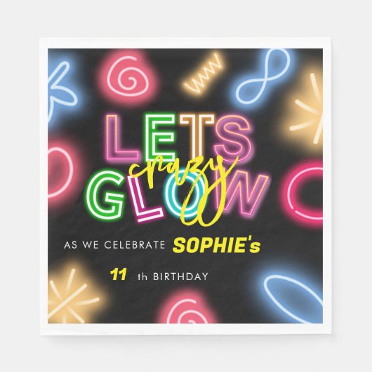 Lasst uns das Party des Neon-Lasers glühen Serviette (Vorderseite)