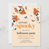 Lasst uns das Spooky Pumpkin Ghost-Halloween-Party Einladung (Vorderseite)
