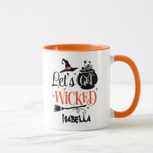 Lasst uns das Wicked Modern Orange und Black Hallo Tasse