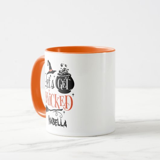 Lasst uns das Wicked Modern Orange und Black Hallo Tasse (Vorderseite Links)