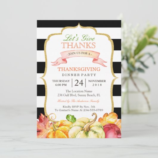 Lasst uns dem Herbst-Erntedank-Dinner Party danken Einladung (Stehend Vorderseite)