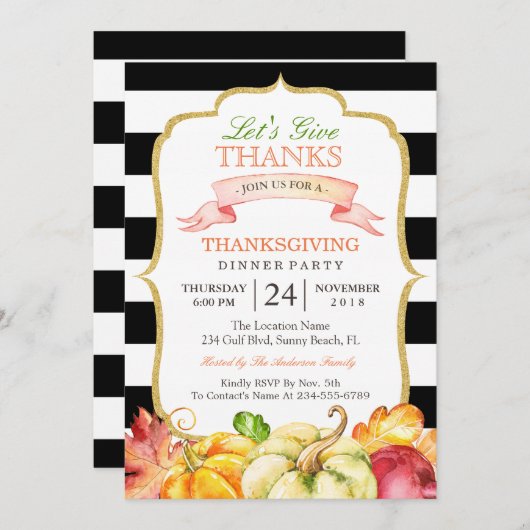 Lasst uns dem Herbst-Erntedank-Dinner Party danken Einladung (Vorne/Hinten)