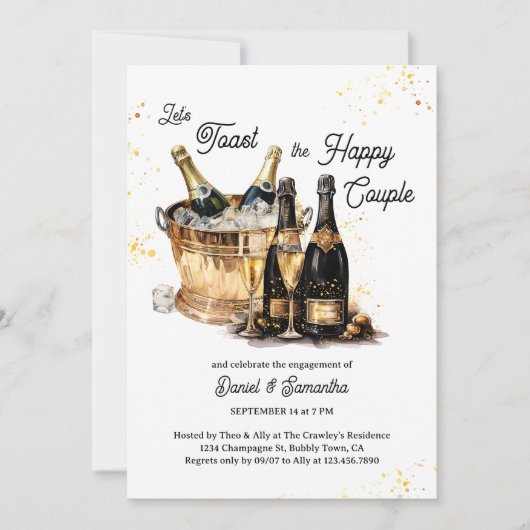 Lasst uns den Champagner auf der Ice-Engagement-Pa Einladung (Vorderseite)