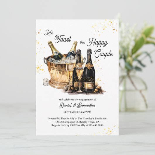 Lasst uns den Champagner auf der Ice-Engagement-Pa Einladung (Stehend Vorderseite)