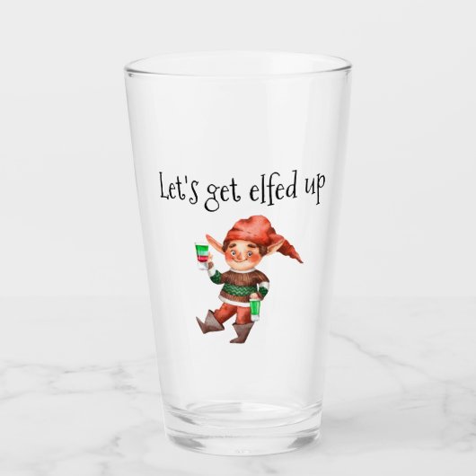 Lasst uns den Funny Holiday Elf verlassen Glas (Vorderseite)