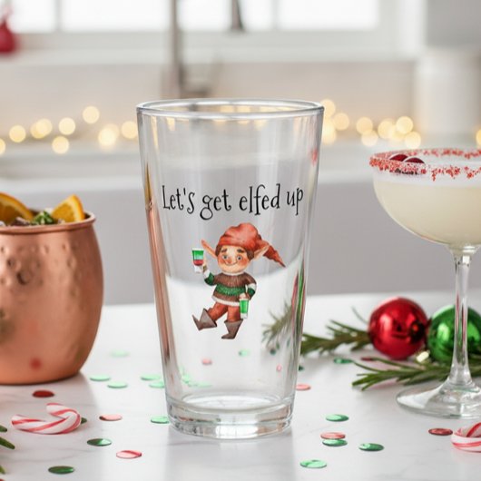 Lasst uns den Funny Holiday Elf verlassen Glas