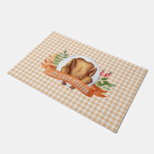 Lasst uns den gestopften Erntedank Türkei Fußmatte (Schrägansicht)