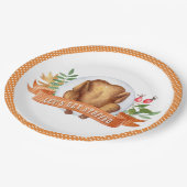 Lasst uns den gestopften Erntedank Türkei Pappteller (Schrägansicht)