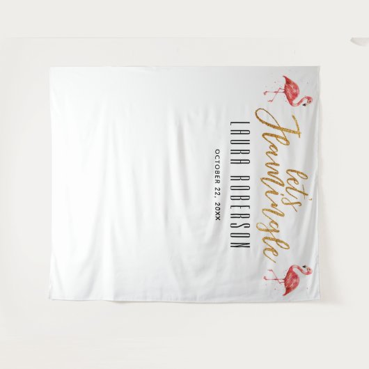 Lasst uns den Hintergrund des Flamingle-Brautparty Wandteppich (Vorderseite (Horizontal))