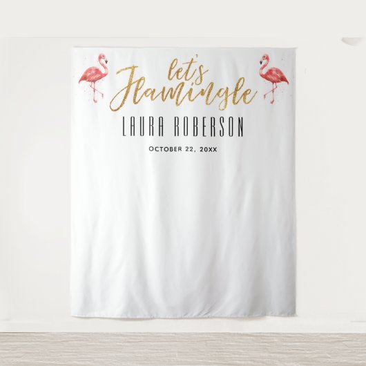 Lasst uns den Hintergrund des Flamingle-Brautparty Wandteppich (Vorderseite)