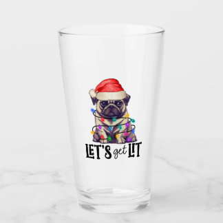 Lasst uns den Mops in den Weihnachtsbelägen einrei Glas