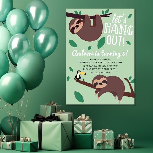 Lasst uns den Niedlichen Sloth-Kindergeburtstag au Einladung