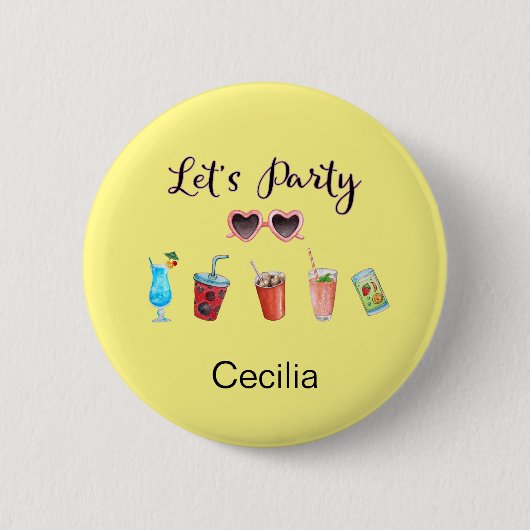 Lasst uns den Sommer Personalisiert mit Namen Part Button (Vorderseite)