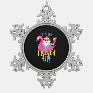 Lasst uns den Weihnachtsmann Flamingo Retro einfri Schneeflocken Zinn-Ornament