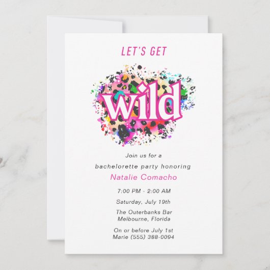 Lasst uns den wilden Cheetah-Junggeselinnen-Abschi Einladung (Vorderseite)