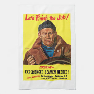 Lasst uns die Arbeit beenden! Geschirrtuch