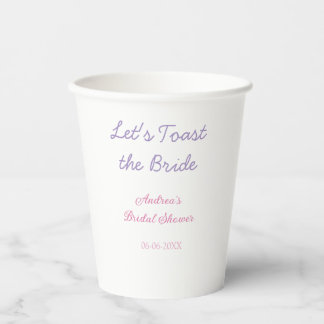 Lasst uns die Braut Brautparty lila Name da Pappbecher
