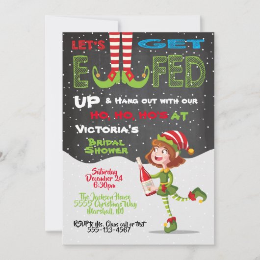 Lasst uns die Einladung von Brautparty Elf loswerd (Vorderseite)