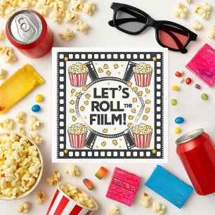 Lasst uns die Filmservietten rollen Popcorn-Kino Serviette