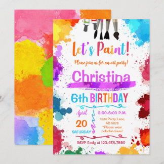 Lasst uns die Geburtstagsparty "Paint Art White" Einladung