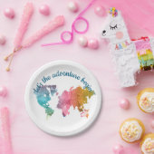 Lasst uns die geometrische Weltkarte des Abenteuer Pappteller (Party)