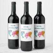 Lasst uns die geometrische Weltkarte des Abenteuer Weinetikett (Flaschen)