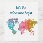 Lasst uns die geometrische Weltkarte des Abenteuer Weinetikett (Einzelnes Label)