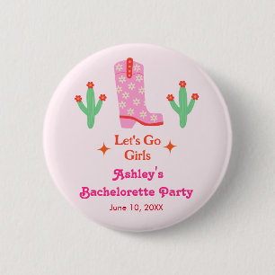 Lasst uns die Girls Pink Cowgirl Junggeselinnen-Ab Button