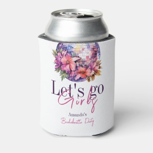 Lasst uns die Girls Pink gehen Letzte Disco-Jungge Dosenkühler (Kanne Rückseite)