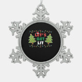 Lasst uns die klassische Retro-Grafik erhalten Schneeflocken Zinn-Ornament (Vorderseite)