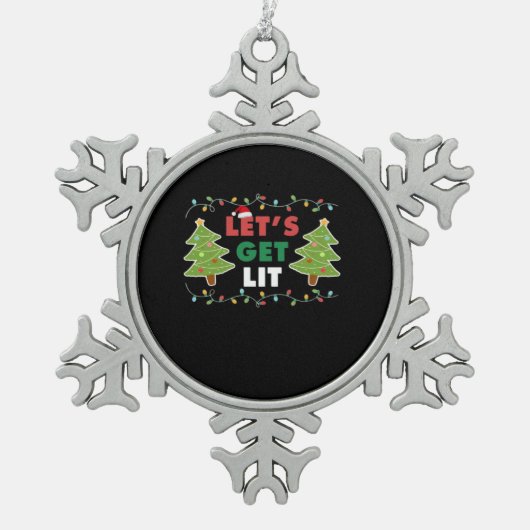 Lasst uns die klassische Retro-Grafik erhalten Schneeflocken Zinn-Ornament (Vorderseite)