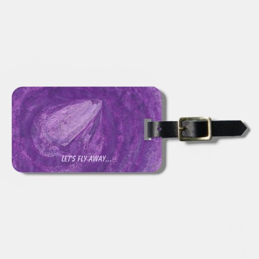 Lasst uns die Lila Weltraummarken wegfliegen Gepäckanhänger (Vorderseite horizontal)