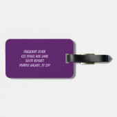 Lasst uns die Lila Weltraummarken wegfliegen Gepäckanhänger (Rückseite horizontal)